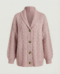 Damen gemütliche Langstrickjacke mit softem Flauschgarn, extrabreiter Silhouette und dekorativer Knopfleiste – Rosa
