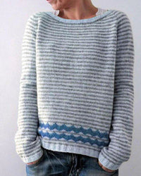 RUNDHALS DAMENPULLOVER | ELEGANTER KOMFORTSTIL – Streifen