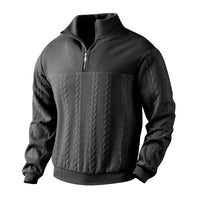 Aaron | Eleganter Viertelreißverschluss-Pullover – Schwarz