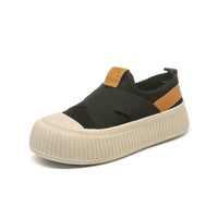 Damen Bequeme Slip-On Sneakers mit flexiblem Strickoberteil – Schwarz