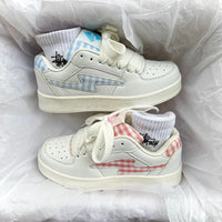 Damen Sneakers mit karierter Applikation und bequemer Dämpfung – Entenfarbe