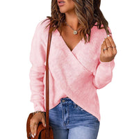 Damen KREUZ STRICKPULLOVER | MODERNER, BEQUEMER STIL – Rosa