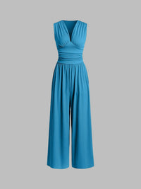 Laila | Chicer ärmelloser Jumpsuit – Blau