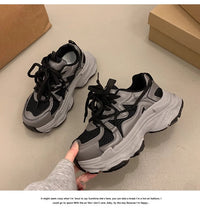 Damen Sportliche Chunky Sneakers mit atmungsaktiven Mesh-Einsätzen und dämpfender Sohle – Schwarz