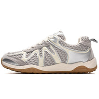 Damen Atmungsaktive Fitness-Sneaker mit flexiblem Mesh-Obermaterial und rutschfester Sohle – Silber
