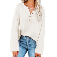 BUTTON PULLOVER | ELEGANTER V-AUSSCHNITT – Weiß