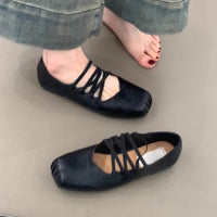 Damen Ballerinas mit innovativem Kreuzband-Design – Schwarz
