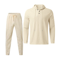 Herren sportives Hoodie und Jogginghose Set im strukturierten Design – Khaki