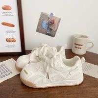 Damen Sportliche Sneakers mit verspieltem Schleifen-Design – Cremeweiß