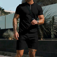 Kilian Polo mit Reißverschluss und Shorts Set – Schwarz