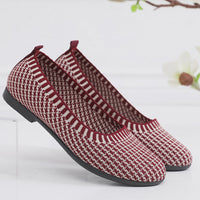 Damen Elegante Ballerinas aus atmungsaktivem Strickmaterial – Rot