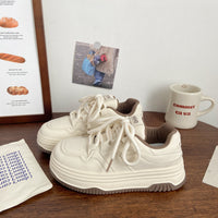 Damen Sportliche Chunky Sneakers mit herausragender Dämpfung und atmungsaktiver Oberflächenstruktur – Cremeweiß