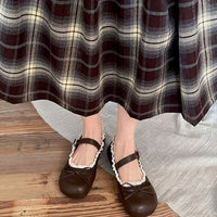 Damen Ballerinas mit verspielten Details und edler Schnürung – Braun