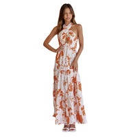 Alyssa - Wunderschönes Maxikleid mit Blumenmuster – Braun