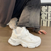 Damen Modische Chunky Sneakers mit dämpfendem Komfort und atmungsaktivem Obermaterial – Grau
