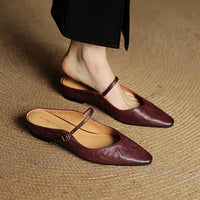 Amelie | Stilvolle Mules Damen Spitze – Braunrot