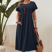 Judith | Lockeres Bauchbedeckendes Kleid – Marine