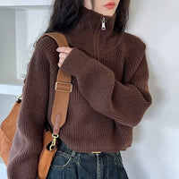 Sofia Soft-Touch Quarter-Zip Sweater – Braun