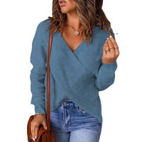 Damen KREUZ STRICKPULLOVER | MODERNER, BEQUEMER STIL – Blau