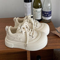Damen Trendige Plattform Sneakers mit extra dämpfender Sohle und atmungsaktivem Obermaterial – Cremeweiß