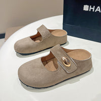 Damen Bequeme Hausschuhe mit schickem Riemen und leichtem Innenfutter – Khaki