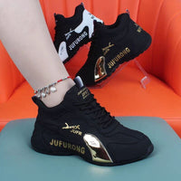 Damen Sportschuhe mit modischem Design und rutschfester Sohle – Schwarzgold