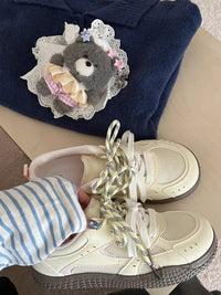 Damen Sneakers mit elastischem Obermaterial und modischem Design – Gelb
