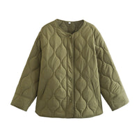 Sivya | Gestepptes Baumwolljacke Mit Rundhalsausschnitt – Oliv
