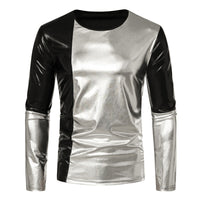 Herren Langarm T-Shirt mit glänzender Oberfläche – Silber