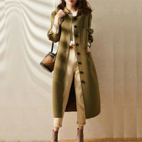 Stilvoller Langer Trenchcoat für Damen | Winter – Grün