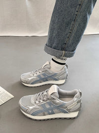 Damen Sportliche Mesh Sneakers mit atmungsaktiver Oberflächenstruktur und rutschfester Sohle – Silber