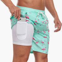 Herren-Badeshorts mit Kompressions- und schnell trocknendem Stoff – Wie Flamingo