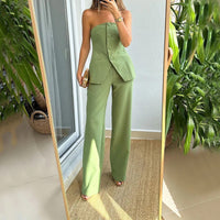 Natalia - Modisches Sexy Röhrentop und Hosen-Set – Grün