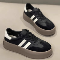 Damen Plateausneaker mit robustem Sohlenprofil und komfortablem Obermaterial – Schwarz