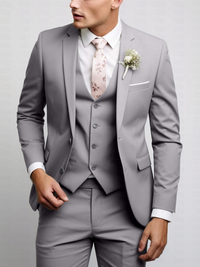 Herren Klassische Eleganz Hochzeitsgast Anzug | 3-Teilig – Grau