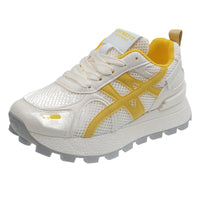 Damen Sportliche Lauf-Sneaker mit atmungsaktivem Mesh-Obermaterial und rutschfester Sohle – Gelb