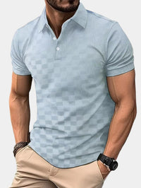 Poloshirt für Herren - Karo-Design Kurzarm-Poloshirt für den Sommer 2024 – Hellblau