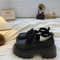 Damen Elegante und bequeme Schnürschuhe mit dickem Plateau und Innenfutter – Matt
