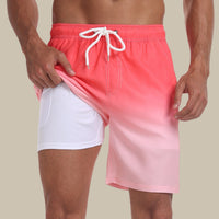 Badeshorts für Herren - Schnelltrocknende Sommer-Boardshorts mit Handytasche – Pfirsich