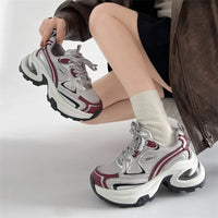 Damen Sportliche Chunky Sneakers mit innovativem Dämpfungssystem – Bordeaux