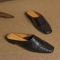 Clara | Damen Leder Mules elegant zeitlos – Schwarz