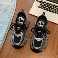 Damen Sportliche Lauf Sneakers mit atmungsaktivem Mesh und modischer Sohle – Schwarz