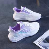 Damen Sportliche Laufschuhe mit atmungsaktivem Obermaterial und dämpfender Sohle – Weißlila