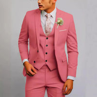 Slim Fit 3-Teiliger Hochzeitsgast Anzug für Herren | Formell – Rosa 2