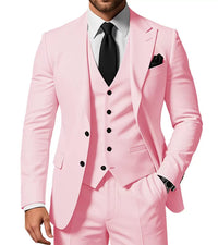 Herren Slim Fit 3-Dreiteiler Satz | Hochzeitsgast Anzug – Rosa
