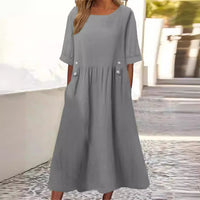 Lottie -  Leichtes Sommerkleid aus Baumwolle und Leinen – Grau