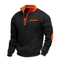 Trond – Fleece Sweatshirt Mit Viertelreißverschluss – Schwarz