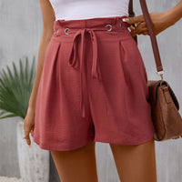 Kurze Hose mit Hoher Taille und Verstellbarem Kordelzug für Damen | Ideal für den Sommer – Puderrosa
