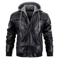 Herren Premium Bikerjacke | Mit Kapuze – Schwarz