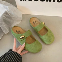 Damen Bequeme Clogs mit elegantem Riemen und modischer Verzierung – Grün